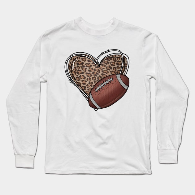 Football Love Shirt, Football With Heart Shirt, Football Cheetah Shirt, Gift For Football Lover, Football Fan Shirt, Football Heart Shirt Long Sleeve T-Shirt by L3GENDS